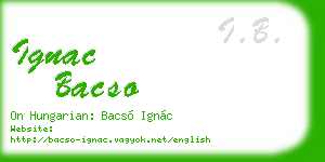 ignac bacso business card